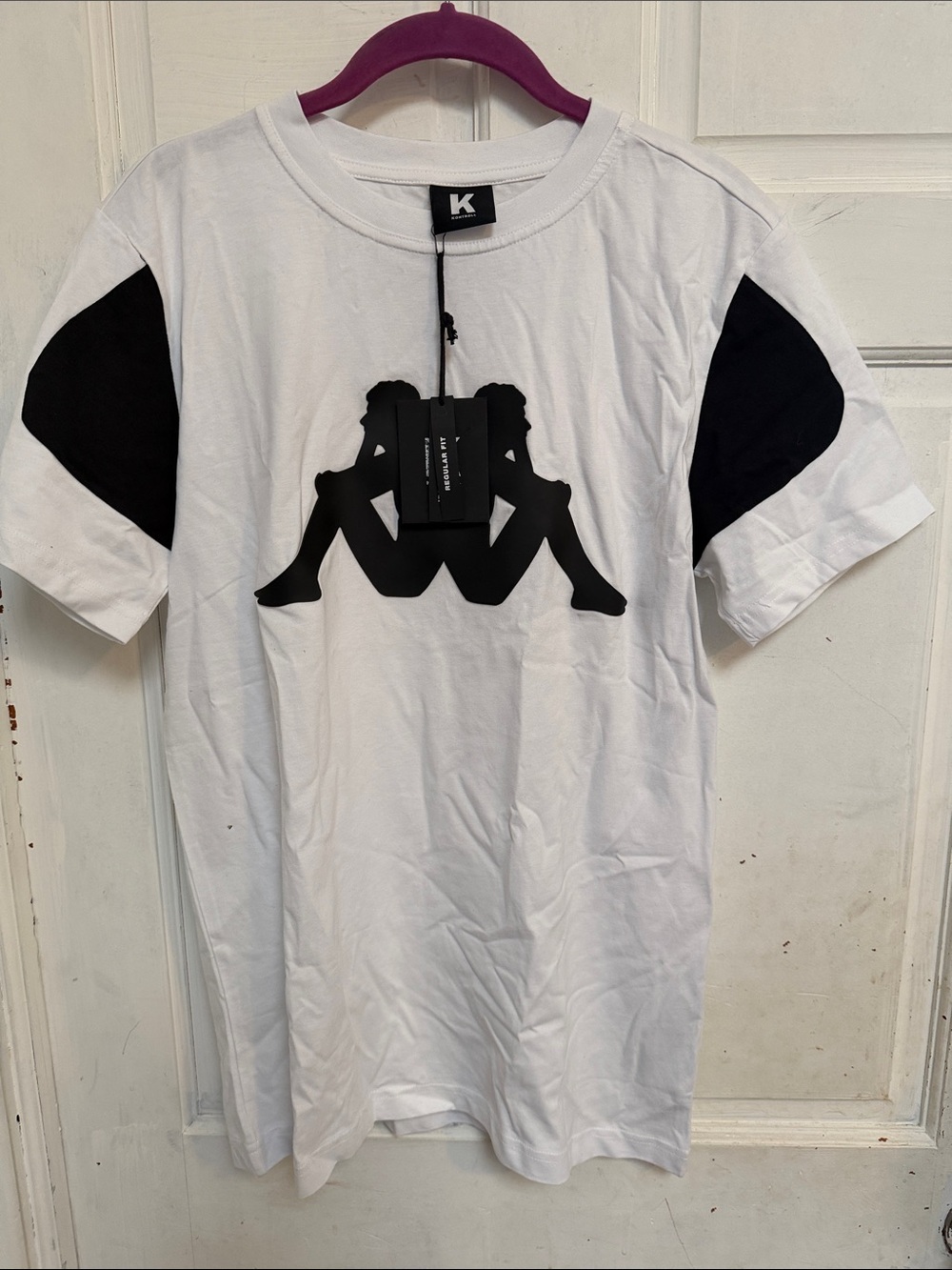NWT Kontroll White T-Shirt with Black Logo and Sleeve Accents - Medium
